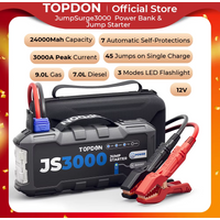 Topdon JS3000 3000A Auto Starthilfe Power Bank 12V Auto Startgerät 24000Mah Batterie Starthilfe für Auto Booster
