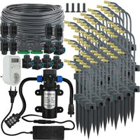 5-30M Garden Drip Irrigation Kit 60W Self-priming Pump 360° Brass Mist Nozzle Socket Timer Automatic Watering System Greenhouse