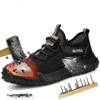 Mens Fashion Breathable Steel Toe Cap Working Shoes Summer Worker Safety Sneakers Brand Designer Security Boots Protect Footwear