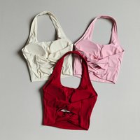 Women's High-Intensity Sports Bra Halter Neck Yoga Fitness Top with Chest Pads Running Vest Style Tight Back Training Bra