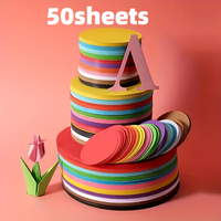 50 Sheets Round Colored Craft Paper, Vibrant Colors, Ideal for Drawing,DIY Crafts, Collage, Perfect for Creative Activities.