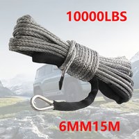 6MM15M 10000LBS winch rope synthetic winch tow cord with sheath for off road longer wear cycle against wear