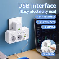 EU Plug AC Outlet Power Strip Multiprise Wall Socket Universal Network Filter USB TYPE C Cherger Separate Switch Light Adapter