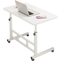 Mobile Computer Desk For Small Space, Adjustable Height Rolling Work Desk, Portable Standing Writing Desk For Home Office