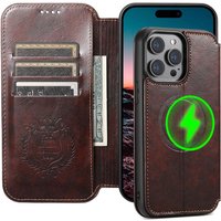 Slim Fit Premium Leather Wallet Case For iPhone 17 Pro Max 14 12 13 15 16 Pro Max 15 Plus Magnetic Wireless Charging Flip Cover