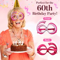 60th Birthday Glasses 60 Years Old Eyewear With Rhinestone Funny Photo Prop Plastic Frame Birthday Party Anniversary dressing up