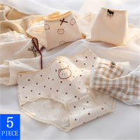 5 pièces/ensemble dessin animé ours mignon coton femmes culottes sous-vêtements respirants filles slips taille moyenne doux femme intimes Lingerie Sexy