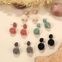 Badu Handmade Crochet Crystal Ball Drop Earrings for Women Colorful Beaded Earrings Gift Fashion Boho Jewelry