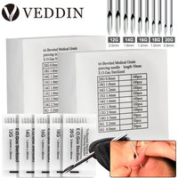 200/100/50/10pcs Piercing Needles Disposable 12G 14G 16G 18G 20G Piercing Needle for Ear Nose Navel Nipple Body Piercing Supply