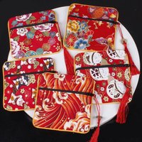 Cloth Chinese Style Coin Pouch Maneki Neko Copper Cash Pendant Cloth Wallet Bracelet Bag Gift Pouch Jewelry Storage Bag Girl