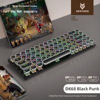 Punk Mechanical Keyboard Wireless DK68 APAYADO Dynamic RGB Lighting,68Keys Bluetooth Tri-Mode Connection,Full-key Hot-Swap