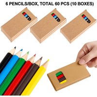 60-Piece 6-Color Short Mini Colored Pencils, Pencils, Colored Pencils, Art Supplies, Drawing Tools, Suitable for School Art Classes, Travel Drawing Kits, Card Coloring, Office Supplies, School