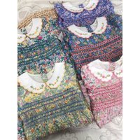 Girls Smock Dress Pure Cotton Soft Breathable Hand-Embroidered Retro Dress Princess Dress Floral Children's Boutique Clothing
