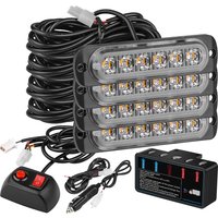 Kit LED 4 pièces, 6 SMD, stroboscopes, lumières 12V, clignotants pour camion, feux stroboscopiques pour voiture, feux de calandre centrale, feux de position latéraux, interrupteur de commande