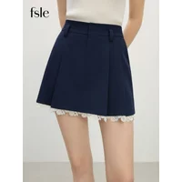 FSLE Women Mini Skirt College Style A-line Pleated High Waist Skirt for Women Spring 2025 New Lace Short Skirt 25FS11203