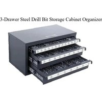 Heavy Duty Steel 3-Drawer Drill Bit Organizer Cabinet Workshop Storage Holder