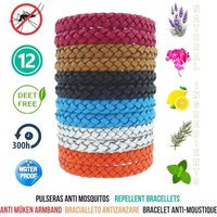 Mosquito Repellent Bracelet–Premium Natural Braided Leather Insect Repellent Bands with Essential Oils for Adults & Kids