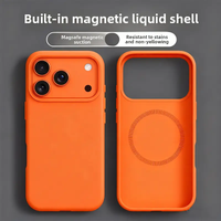Premium Magnetic Shockproof Orange Silicone Case for IPhone 17 Pro Max Air 16 15 14 13 12 Magnetic Wireless Charger Phone Case