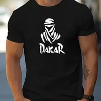 Men's Cotton Fashionable Casual Loose Large Size Dakar Style Printed Round Neck Short Sleeve T-shirt Top free shipping
