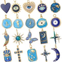 Blue Eyes Hearts Charms for Jewelry Making Cross Star Sun Charm Dijes Diy Earring Necklace Bracelet Keychain Pendant Jewelry