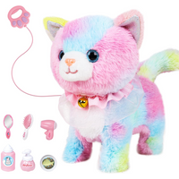 Interactive Walking Toy Cat for Kids Touch & Voice Controlled with Remote Leash And Waggling Tail Ideal Birthday Or Gift