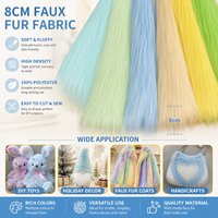 2027 new 8cm long plush synthetic fur 100% polyester 25x45cm solid color soft fluffy material, DIY animal decoration fabric