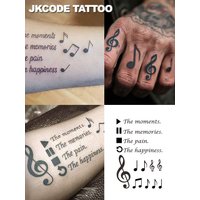 Waterproof Design Semi-Permanent Tattoos, Musical Note and Score Patterns - Inspirational English Sentences - Women's and Men's Tattoos - Temporary Tattoos for Neck, Hands, and Fingers That Last for