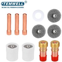 11pcs TIG Welding 10# 12# 14# 16# 24# White Ceramic Nozzle Alumina Cup Kit Torches WP17 20 26 Stubby Collets Body Gas Lens Sets