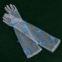 Elegant Blue Butterfly Gloves Ultra-Thin Bridal Accessory for Summer Photography Props Fairy-Tale Wedding Dress Complement