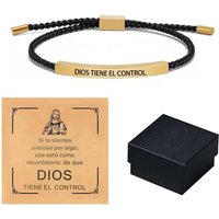 Inspire Stainless Steel Bracelets “God Is in Control”, Dios Tiene El Control Pulsera, Christian Faith Bracelet with Gift Box