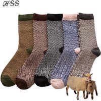 HSS Brand 5 Pairs Winter Men's Socks Thicken Sheep's Wool Socks Warm Men Retro Style Colorful Fashion Man Socks For Snow Boots
