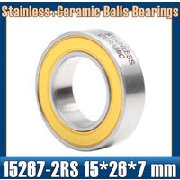 15267-2RS Stainless Bearing 15x26x7 mm (1 PC) SMR15267 RS, for Bicycle Front/Rear Hubs, Ceramic Balls, Durable