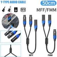 50cm XLR Splitter Cable 1 XLR Female to 2 XLR Male XLR Y Splitter Cable Microphone Splitter Cord for Amplifier Mixer