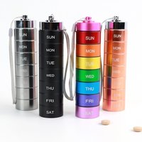 New Premuim Portable WaterProof Aluminum Pill Box Case Storage Box Bottle Holder 7 Day Medicine Organizer for Vitamin Fish Oils
