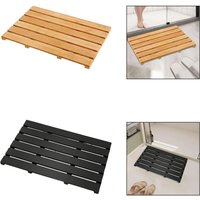 Wooden Bamboo Bath Mat Anti Slip Waterproof Quick Drying Shower Floor Mat for Bathroom Toilet Balcony