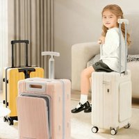 Kid Sit & Ride Suitcase Front Opening Boarding Case Laptop Trolley Case Luggage with Spinner Wheels Carry on Luggage for Travel