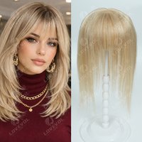 9X14cm Hair Toppers for Women Real Human Hair with Bangs Hairpieces 10inch Honey Brown Mix Blond Color Hair Fashion Topper Wig