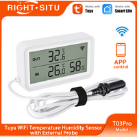 Tuya Temperature and Humidity Sensor With External Temperature Sensor WiFi Version T03Pro RightSitu Work With Yandex Alexa