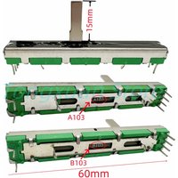 5pcs 60mm Straight Slide Liner Potentiometer Mixer Fader Variable Resistors A203 A103 B103 10K 20K Ohm 6pins Dual Channel Fader