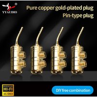 Pure Copper Gold-Plated Pin-Type Plug (8 Pcs) - Hi-Fi Speaker Cable Connector, Tool-Free Screw Termination, DIY Audio Adapter