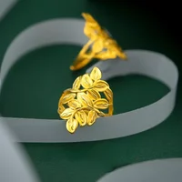 Genuine 18 Kt Gold Color Ring for Women Bride Wedding Party Thick Adjustable Rings Jewelry Gifts Accessories