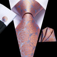 Hi-Tie Mens Necktie Luxury Orange Blue Novelty Wedding Tie For Men Hanky Cufflink Gift Tie Set Business Party Dropshipping
