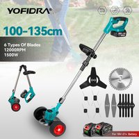 YOFIDRA Elektrischer Rasenmäher, kabelloser Garten-Grasschneider, 100–135 cm Länge, Schneider, Elektrowerkzeug für Makita 18 V Akku-Pin