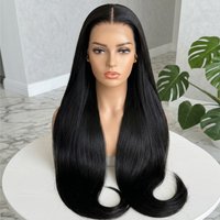 40 Inch Extra Long 250% Density Natural Black 13x6 HD Lace Frontal Bone Straight Silky Smooth 13x4 Remy Human Hair Wig Pre Plucked Hairline Invisible Bleached Knots Wear and Go 5x5 Glueless Closure