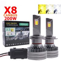 X8 3color led H7 H1 H11 9005 Car LED Headlights Bulb Fog 9006 hb3 9012 Light Car LED Headlamp