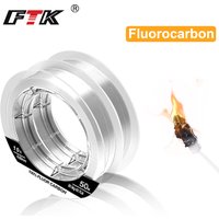 FTK Fishing Line 50M 100% Fluorocarbon Fishing Lines 5.5-62.7LB Carbon Fiber Leader Fly Line Fast Sinking Carp Fishing