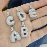17*29mm Initial Alphabet Crystal Chunky Letters Charm Pendant Brass Big Necklace Choker Iced DIY Silver Color Wholesale Hip Hop