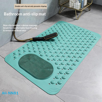 【N】Light Blue Non-Slip PVC Bath Mat - Rectangular Massage Nubs Shower And Bathroom Safety Rug - 0.8cm 38*69cm Thick, Dot Pattern