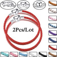 2Pcs/Lot Special Offer Leather Chain Bracelets Fit Handmade Beads Charm Bracelet Couples Pulsera Jewelry For Women Men Wholesale