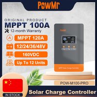 PowMr 100A MPPT Solar Charge Controller Intelligent Regulator for 12V 24V 36V 48V Solar Battery Max 160V Panel Can Parallel 12pc